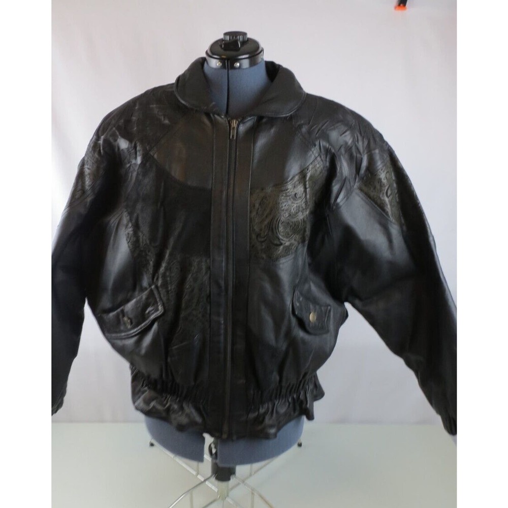 100% Genuine Leather coat for women paisley pattern with raised leather design